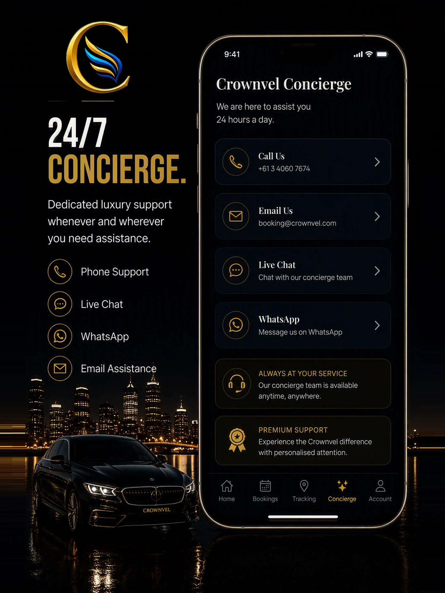 Crownvel app — live chauffeur tracking