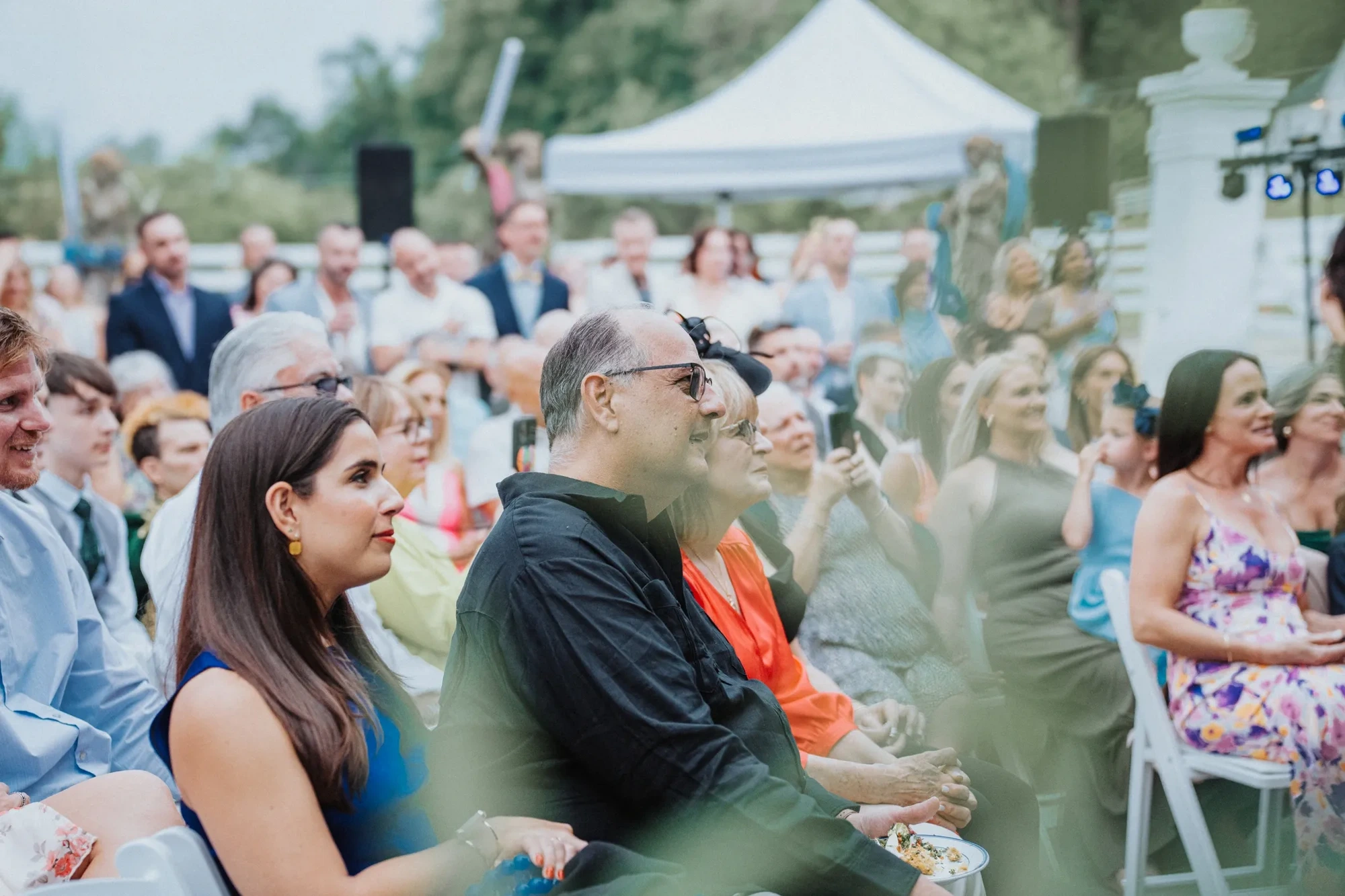 A luxury outdoor wedding ceremony in full flow
