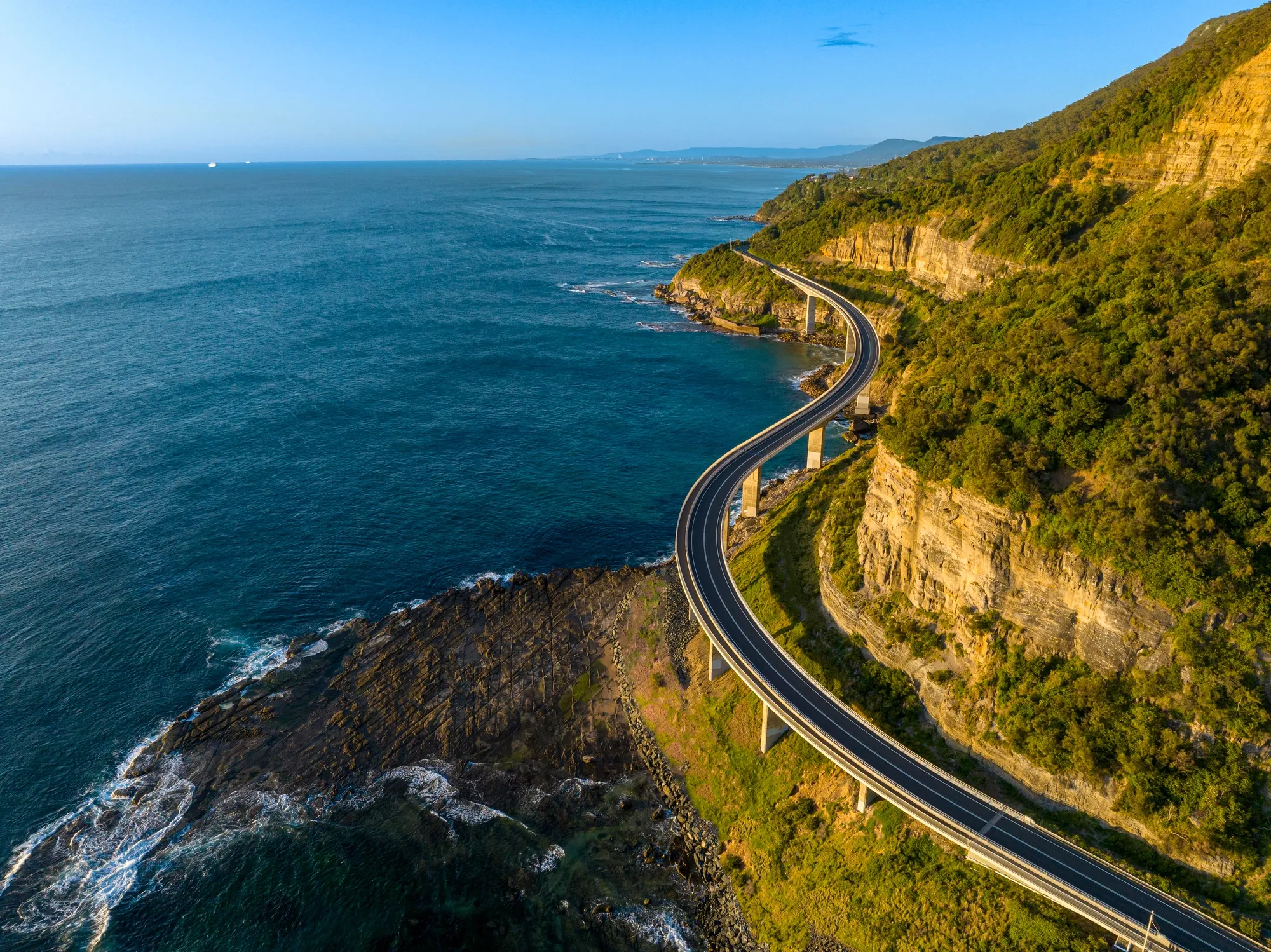 Sea Cliff Bridge winding along the coastline